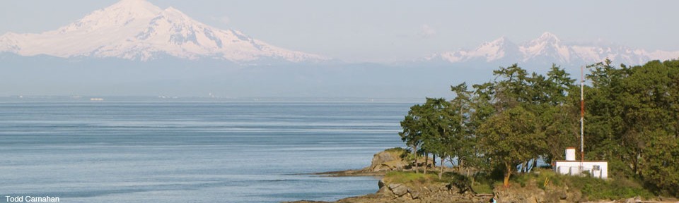 View of Mt. Baker from gulf isalnds, by Todd Carnahan
